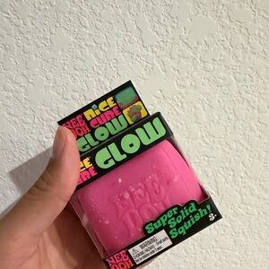 Pink Super Solid Squish Glow Cube NEEDOH